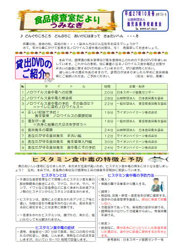 食品検査室だよりH27年10月