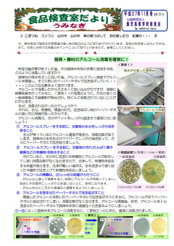 食品検査室だよりH27年11月